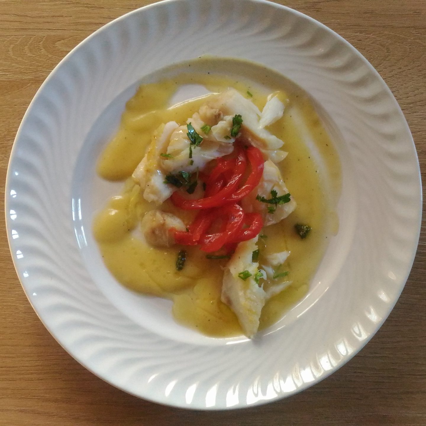 Baccalà su vellutata di zucca e topinambur